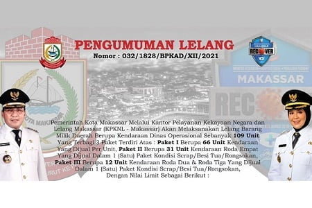 BPKAD Kota Makassar Lelang 109 Kendaraan Dinas