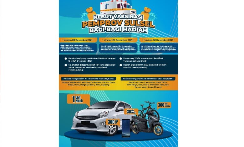 Kebut Vaksinasi, Pemprov Sulsel Bagi-bagi Hadiah