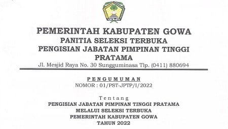 Pemkab Gowa Buka Seleksi Terbuka Jabatan Sekretaris Daerah