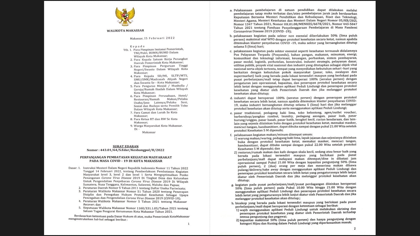 Kota Makassar PPKM Level 3, Wali Kota Danny Keluarkan Aturannya