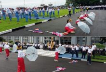 Atraksi Drum Band Siswa SD Hang Tuah Pukau Personel Lantamal VI