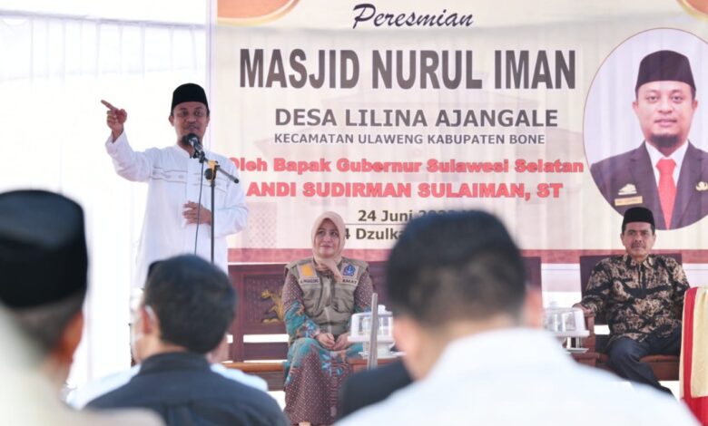 Dapat Hibah Rp 400 juta, Masjid Nurul Iman di Bone Diresmikan Gubernur Sulsel