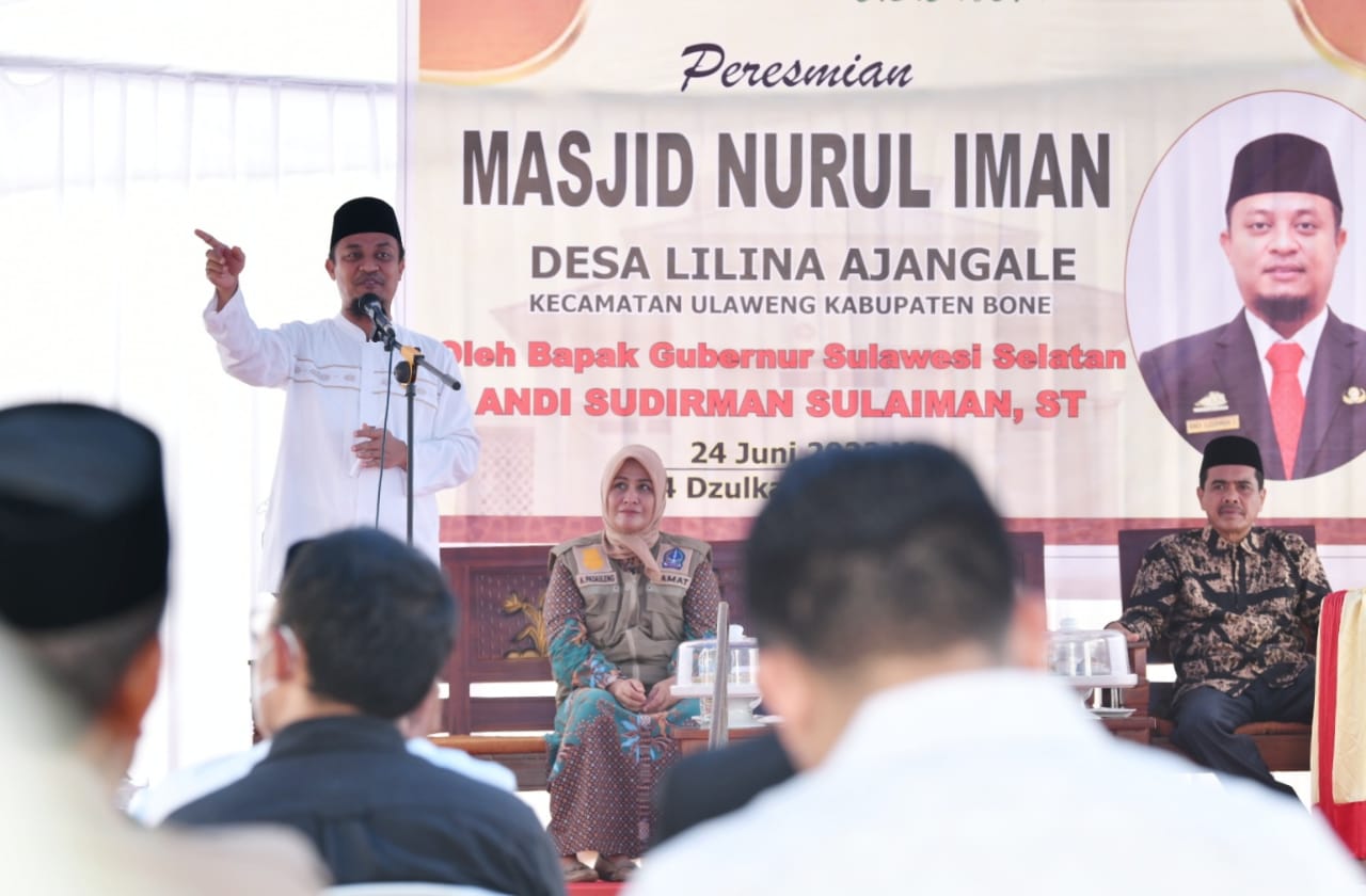 Dapat Hibah Rp 400 juta, Masjid Nurul Iman di Bone Diresmikan Gubernur Sulsel