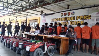 Polres Bone Tahan 4 Spesialis Pencuri Alsintan Lintas Sulawesi