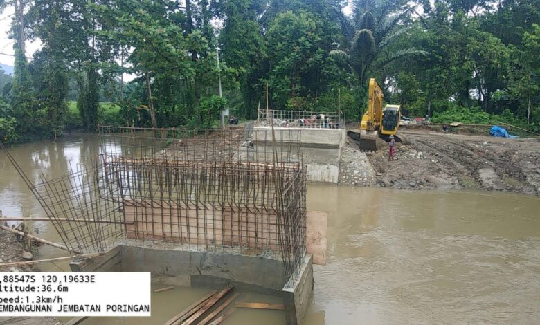 Jembatan Poringan di Luwu Ambruk, Kini Dibangun Pemprov Sulsel