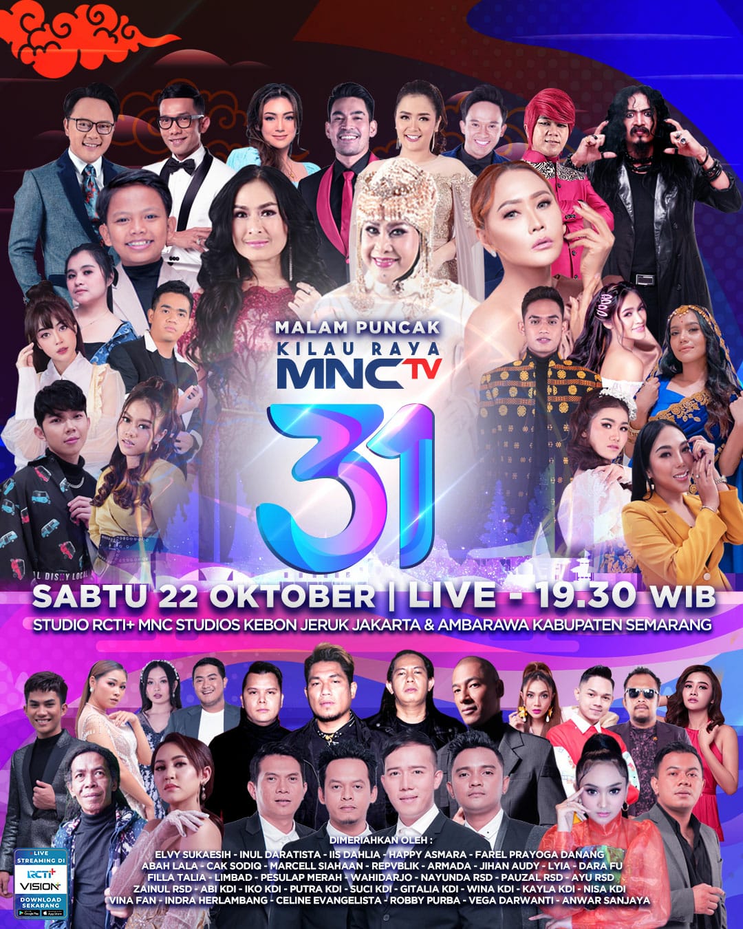 Malam Puncak Kilau Raya MNCTV 31 di Meriahkan, Farel Prayoga, Inul Daratista, Happy Asmara dan Armada