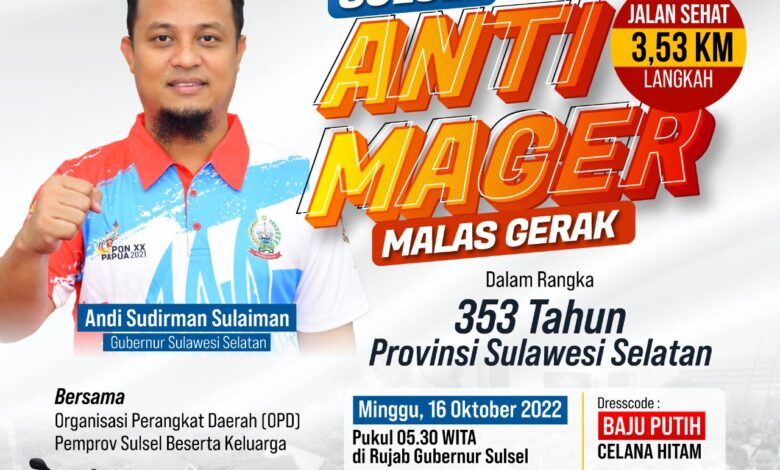 Andi Sudirman Bersama Warga Jalan Sehat Anti Mager 3,53 KM Sambut Hari Jadi Sulsel