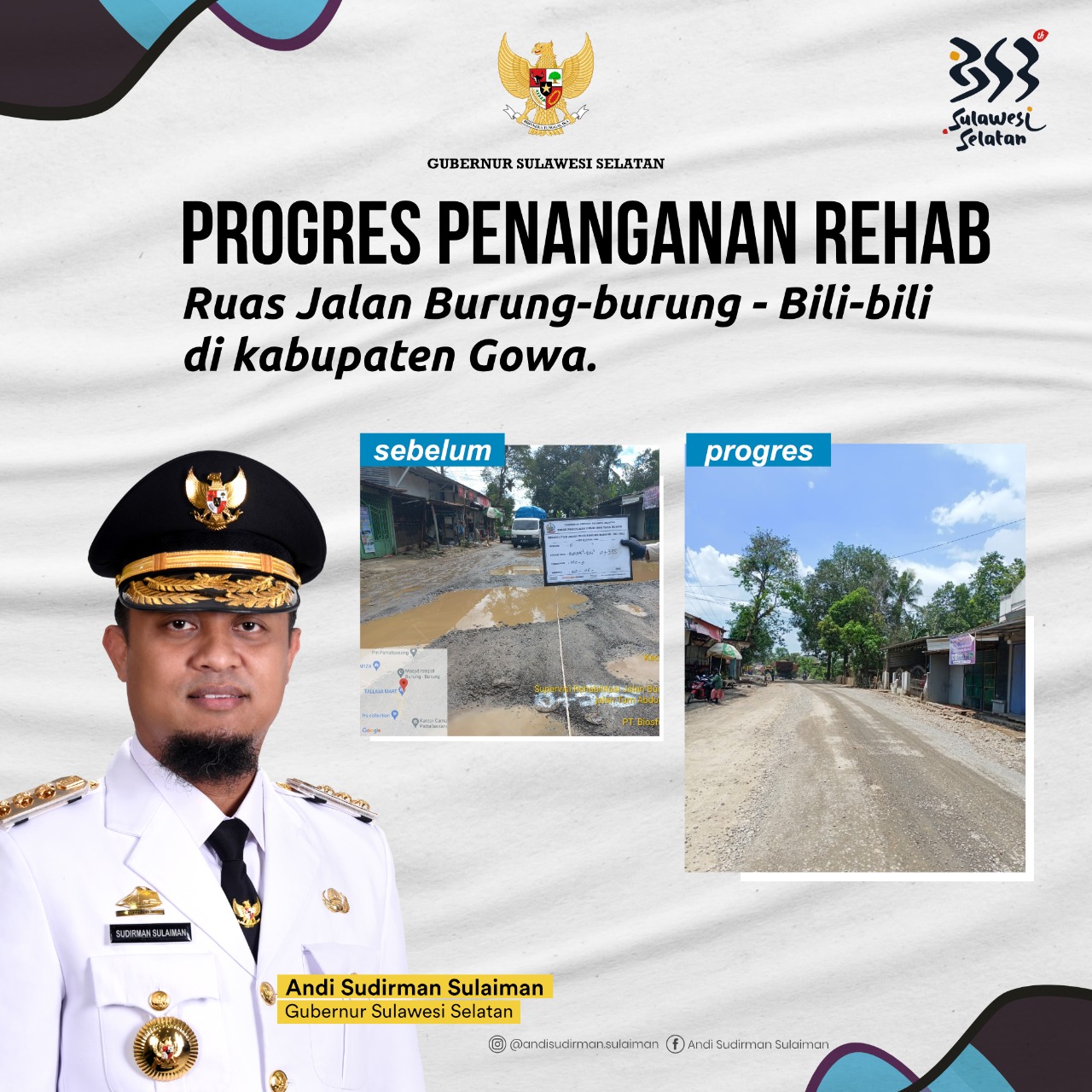 Gubernur Posting Progres Pengerjaan Rehab Ruas Burung-burung-Bili-bili, Netizen: Alhamdulillah!