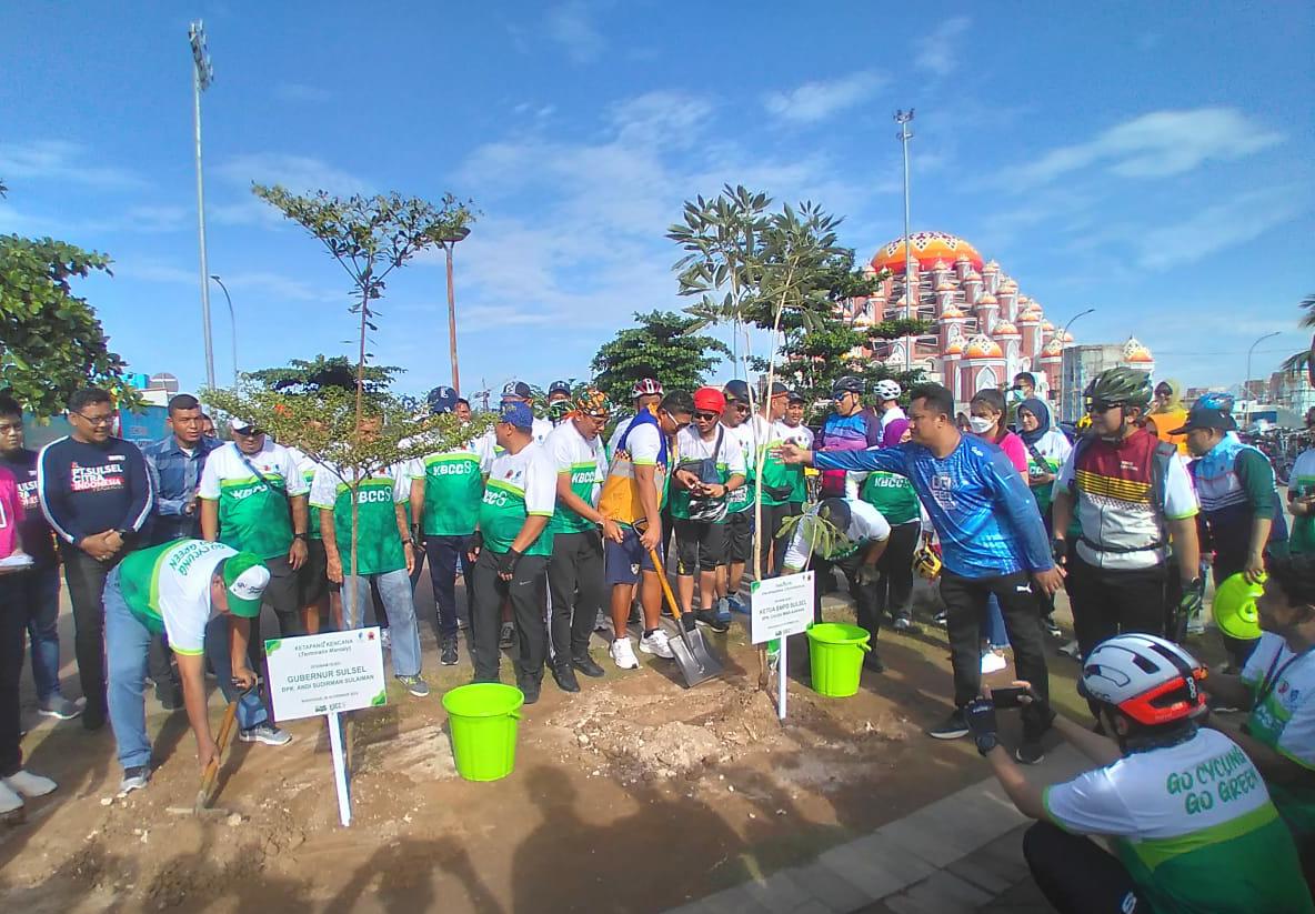 BMPD Sulsel Gowes Bersama Sekaligus Tanam Pohon Ketapang Bersama Gubernur Sulsel