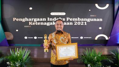 Pemprov Sulsel Terima Penghargaan IPK 2021 Urusan Ketenagakerjaan Kategori Besar Terbaik Pertama