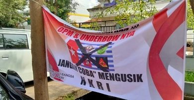Spanduk OPM dan Underbow Jangan Coba-coba Mengusik NKRI Terpasang di Makassar, PPM Sulsel Bereaksi