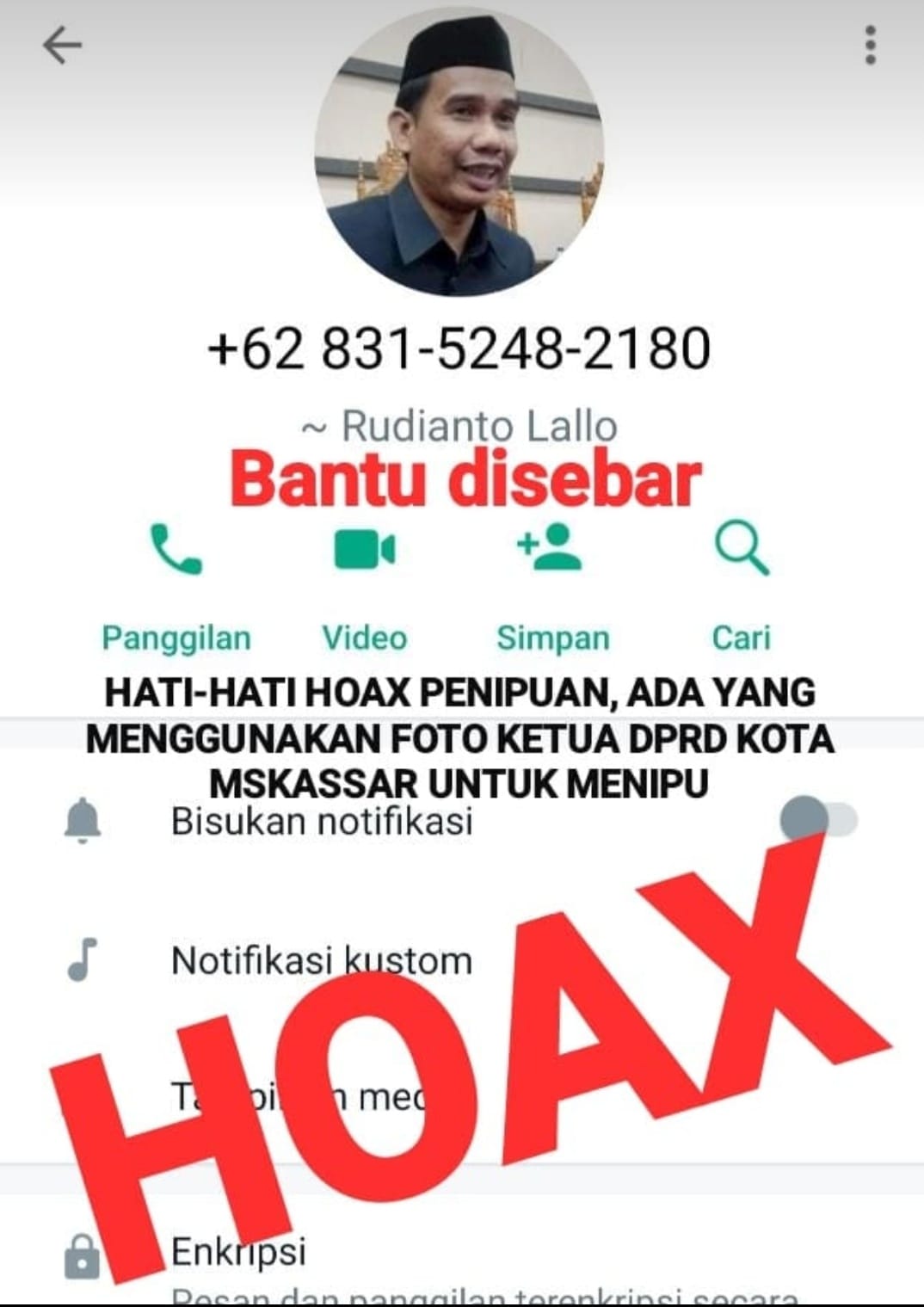 Penipuan Mengatasnamakan Ketua DRRD Makassar Marak, Waspada!