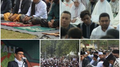 Hadianto Rasyid dan Sejumlah Pejabat Pemkot Palu Melaksanakan Salat Idulfitri 1444 Hijriyah di Lapangan Vatulemo