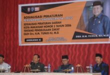 Anggota DPRD Kota Makassar, M Yunus HJ Sosialisasi Perda nomor 5 tahun 2006 tentang Pengelolaan Zakat, di Hotel Karebosi Premier Makassar, Rabu (5/4/2023).