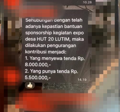 Expo Desa di HUT Luwu Timur ke-20, DPMD Diduga Cari Duit?