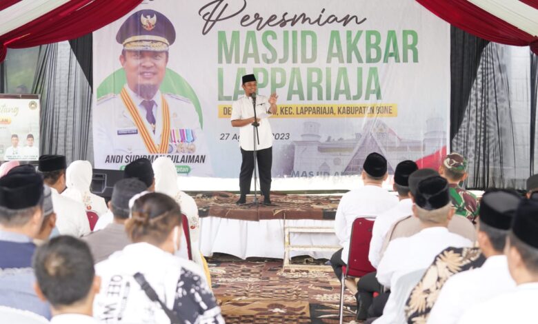 Resmikan Masjid Akbar Lappariaja, Gubernur Andi Sudirman Ajak Masyarakat Makmurkan Masjid dan Beri Kenyamanan Bagi Musafir