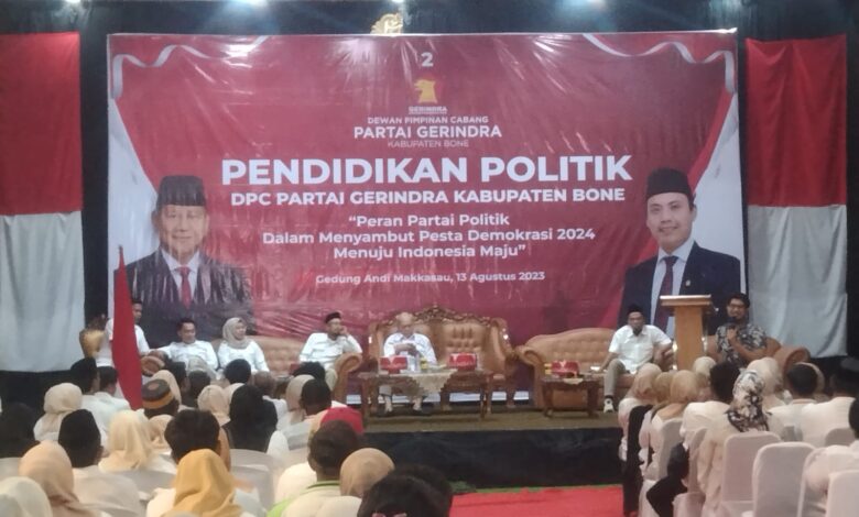 Matangkan Pemilu 2024 Gerindra Bone Gelar Pendidikan Politik Bersama Para Kader