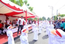 127 Tim Ramaikan Lomba Gerak Jalan Pelajar HUT Ke-78 RI Tingkat Kabupaten Gowa