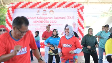 Buka Lomba SKJ DWP Makassar, Indira Yusuf Ismail Ajak Masyarakat Bugar Melalui Senam