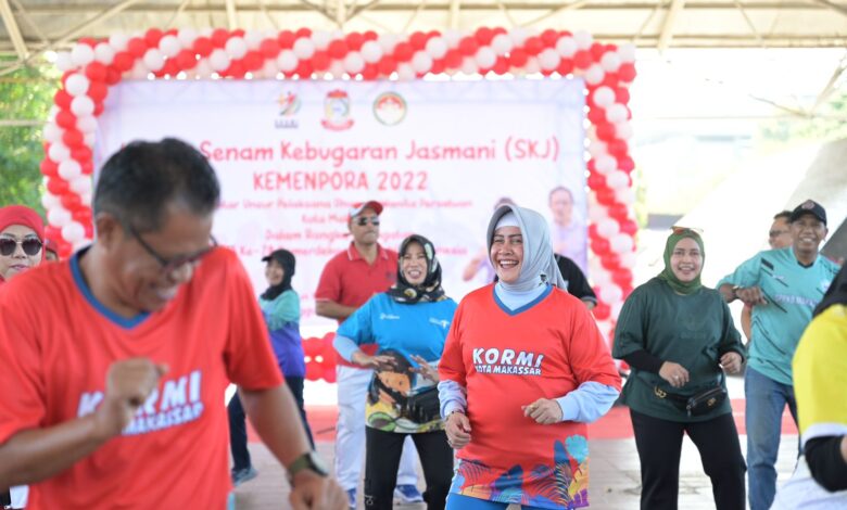 Buka Lomba SKJ DWP Makassar, Indira Yusuf Ismail Ajak Masyarakat Bugar Melalui Senam