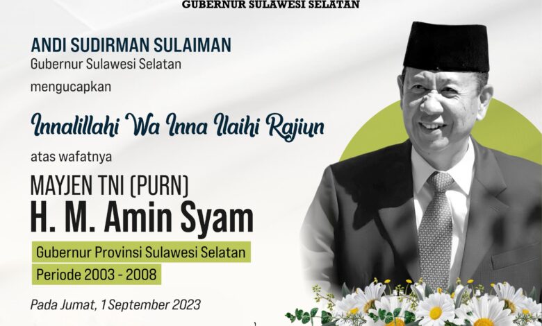 Andi Sudirman Sampaikan Duka atas Wafatanya Amin Syam Gubernur Sulsel Periode 2003-2008