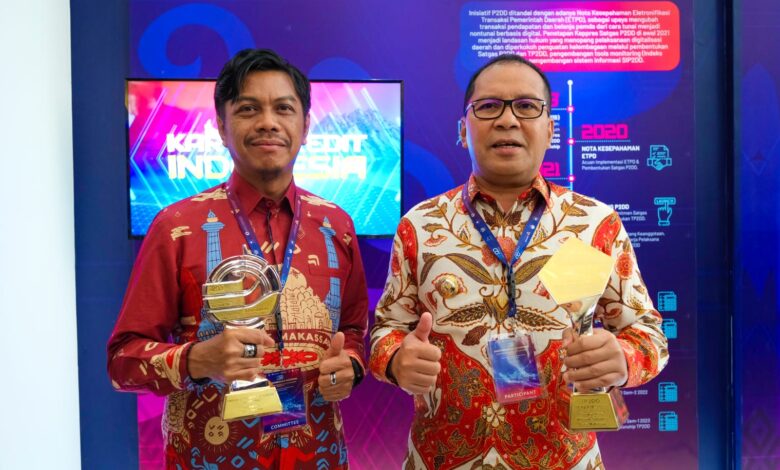 Pemkot Makassar Terima Penghargaan TP2DD 2023 Kota Terbaik dan Program Unggulan P2DD Terbaik