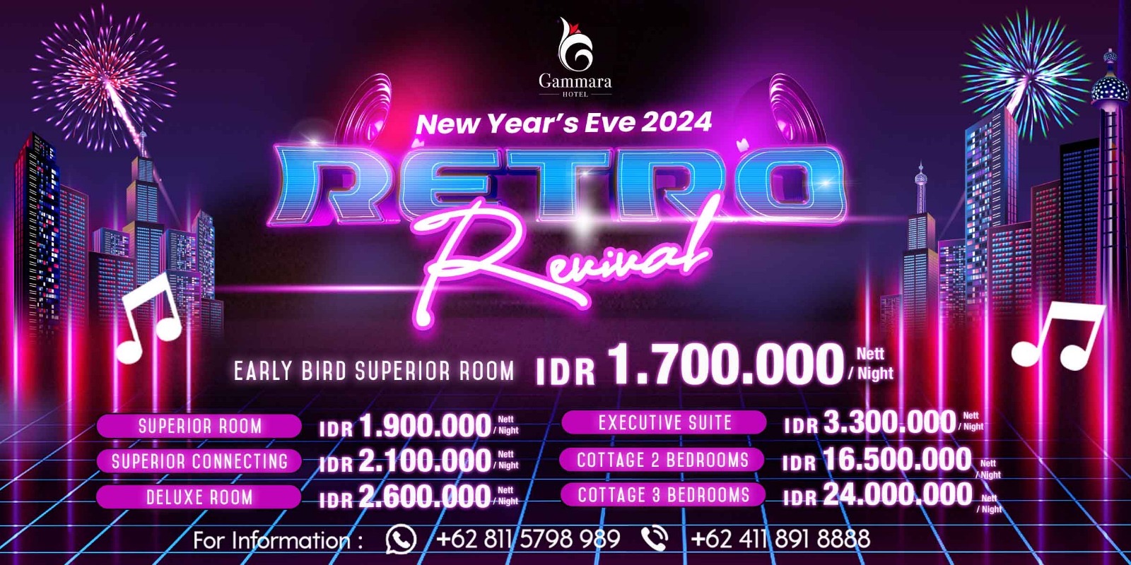 New Year’s Eve Celebration “Retro Revival” Back to 80’s Di Hotel Gammara Makassar