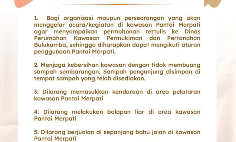 Imbauan Pelaksanaan Aktivitas di Kawasan Pantai Merpati