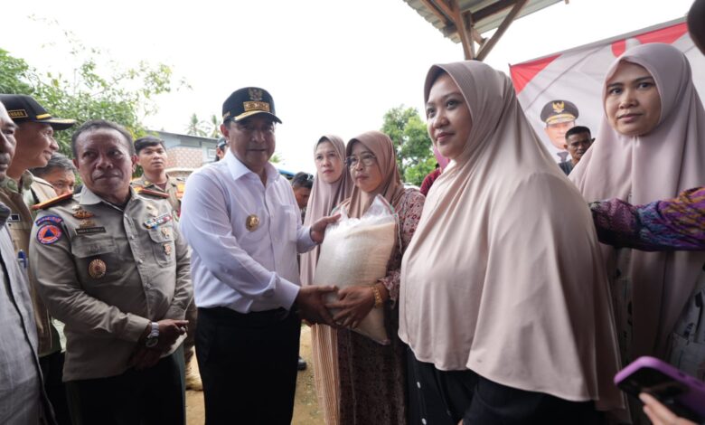Pj Gubernur Sulsel Kunjungi Lokasi Banjir di Suli, Beri Bantuan Sembako ke Warga Terdampak
