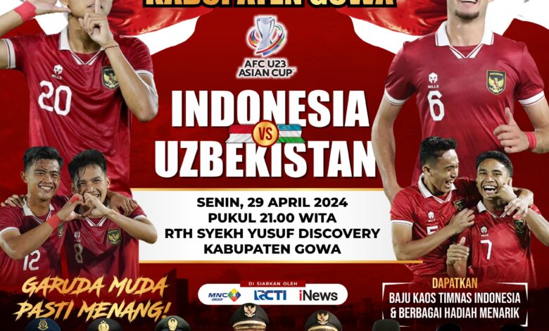 Dukung Timnas Indonesia, Pemkab Gowa Gelar Nobar Semifinal Asian Cup U-23