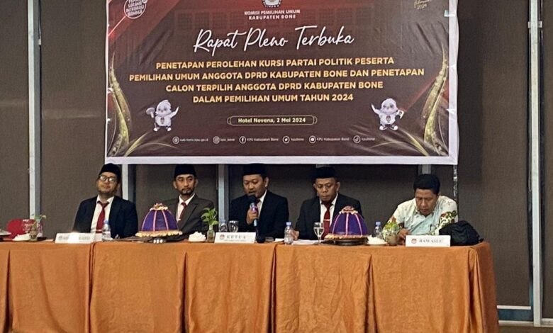KPU Tetapkan Perolehan Kursi DPRD dan Calon Terpilih Anggota DPRD Bone 2024-2029