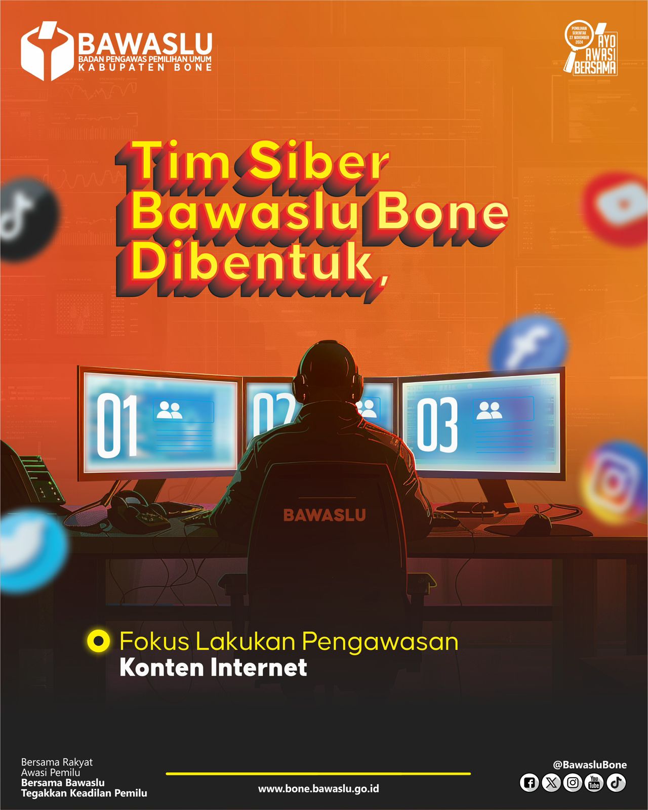 Bawaslu Bone Bentuk Tim Siber Awasi Konten Kampanye Internet di Pilkada Serentak