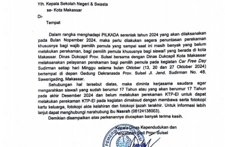 Jubir Danny-Azhar Curiga Ada Maksud Terselubung dari Surat Edaran Disdukcapil Sulsel untuk Perekaman e-KTP Siswa SMA Jelang Pilkada Serentak