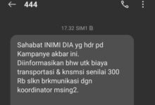 Pasca Kampanye Akbar INIMI DIA, Beredar SMS Blast Berisi Uang Transport dan Konsumsi Relawan