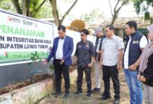 Badan Pengawas Pemilihan Umum (Bawaslu) Kabupaten Luwu Timur meresmikan Taman Manggis di halaman kantor, Jalan Dr. Sam Ratulangi Puncak Indah, Malili.