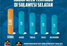 Gowa Urutan Pertama Kabupaten Termaju di Sulawesi Selatan Berdasarkan Skor IDSD 2024