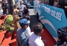 Wadan Lantamal VI Makassar Hadiri Launching Bus Trans Sulsel di CPI Makassar