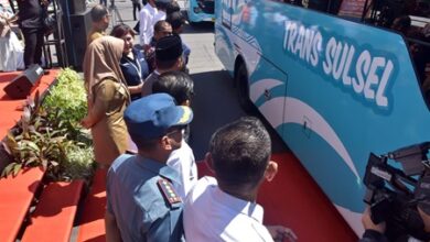 Wadan Lantamal VI Makassar Hadiri Launching Bus Trans Sulsel di CPI Makassar
