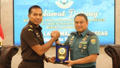 Danlantamal VI Makassar Terima Audiensi Sesjampidmil Kejagung dan Kajati Sulsel