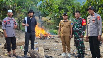 Tak Ingin Nama Kampung Rusak Kades Sadar Bersama Kapolsek Babinsa Bongkar Arena Judi Sabung Ayam