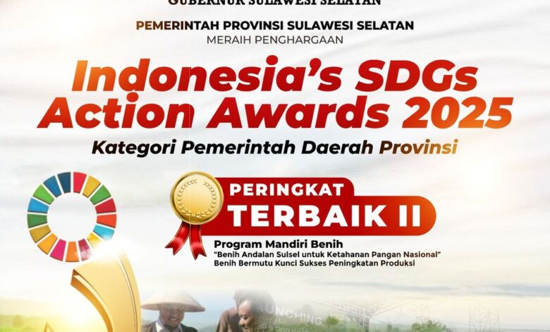 Berkat Program Mandiri Benih, Sulsel Masuk Peringkat Terbaik II Indonesia's SDGs Action Awards