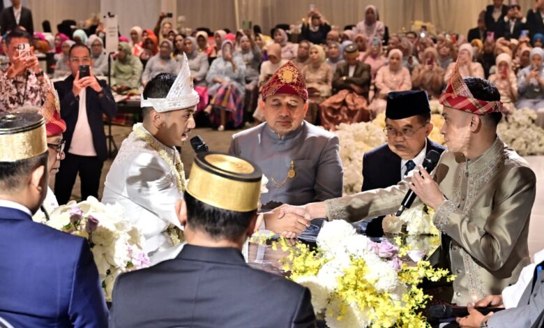 Akad Nikah Fiqar–Falih Berlangsung Khidmat, Dihadiri Wapres Jusuf Kalla dan Tokoh Nasional