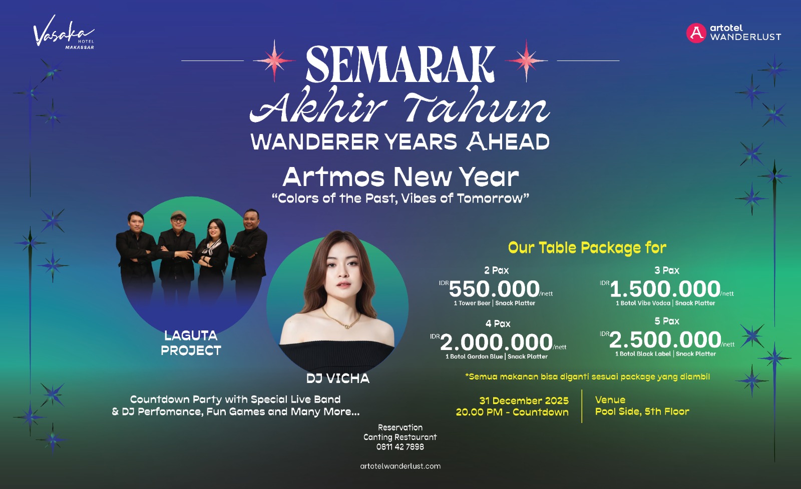 “Artmos New Year 2025 Pesta Tahun Baru dengan DJ, Live Band & Art Experience di Vasaka Makassar!”