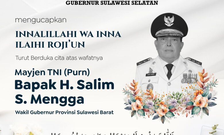 Gubernur Sulsel Andi Sudirman Sampaikan Duka Cita Atas Wafatnya Wagub Sulbar Salim S Mengga
