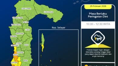 Peringatan Dini BMKG: Cuaca Ekstrem di Sulsel Hingga Awal Maret