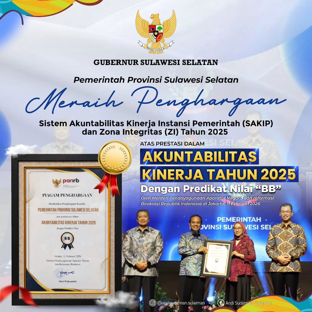 KemenpanRB Nilai SAKIP Pemprov Sulsel Sangat Baik, Andi Sudirman: Kinerja OPD Kita Solid