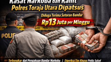 Kasat Narkoba dan Kanit Polres Toraja Utara Dipatsus, Diduga Terima Setoran Bandar Rp13 Juta per Minggu