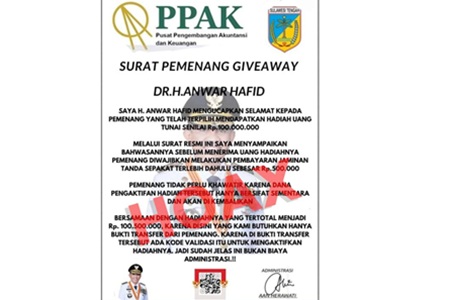 Penipu Mencatut Nama Gubernur Sulteng, Ucapkan Selamat kepada Pemenang Giveaway Hadiah Rp100 Juta: Waspasda!