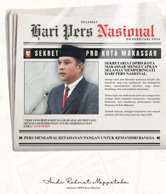 Ucapkan Selamat Hari Pers Nasional, Sekretariat DPRD Kota Makassar Apresiasi Peran Pers sebagai Pilar Demokrasi