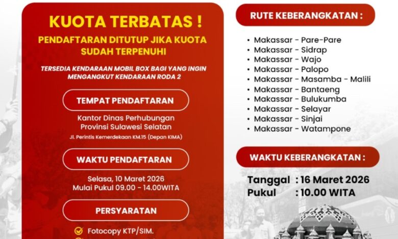 Program “Mudik Aman Berbagi Harapan”, Pemprov Sulsel Sediakan Bus Gratis dan Paket Sembako